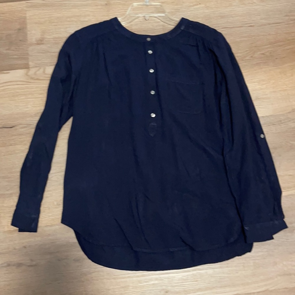 Loft Navy blue Tunis shirt with roll up sleeves Large
